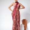 Onion Georgette Digital Print Saree With Unstitched Blouse