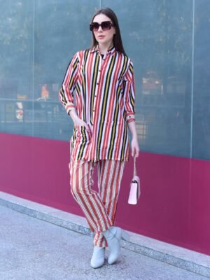 Striped Pattern Co-Ord Set For Women
