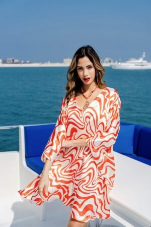 Premium Persian Silk Printed Kaftan Dress