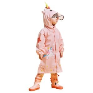 Kr  3D Peach Unicorn Kids Raincoat