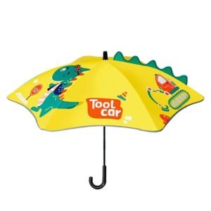 Kr  3d Tail Cool Dino Transparent Patch Kids Umbrella, 2-6 years, Yellow