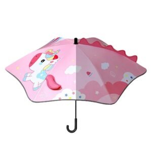 Kr  3d Tail Unicorn Transparent Patch Kids Umbrella, 2-6 years, Pink
