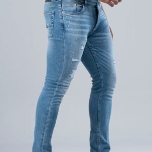 Skinny Fit Distressed Mid Blue Jeans