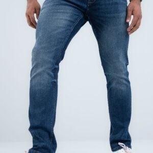 Straight Fit Dark Blue Dobby Jeans