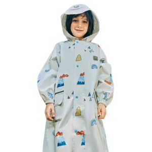Kr  Cream Woodland Volcano Raincoat for Kids
