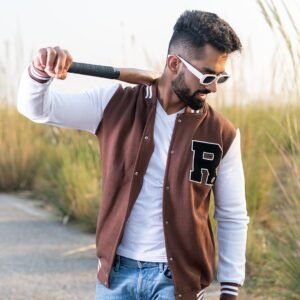Brown R Tequila Varsity Jacket