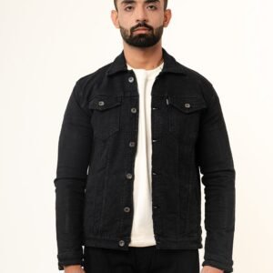 Carbon Black Two Pockets Denim Jacket (Unisex)