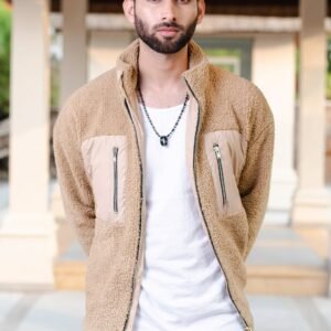 Beige Fleece Sherpa Jacket