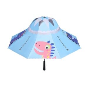Kr  Blue Dino, Unique Mexican Hat Style Kids Umbrella, 5-12 years, Blue