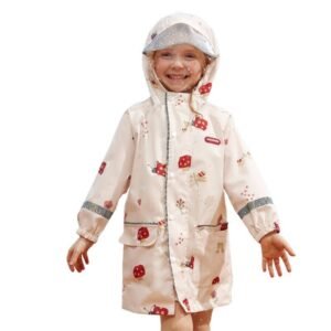 Kr  Cream Woodland Butterfly Theme Kids Raincoat, Jacket Style