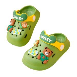 Kr  Green & Yellow Bear, Slip on  Clogs, Summer/Monsoon/ Beach Footwear for Toddlers and Kids, Unisex