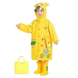 Kr  Bright Yellow Giraffe Print Raincoat for Kids and Toddlers