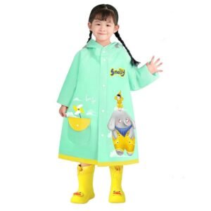 Kr  Mint Green Elephant Print Raincoat for Kids and Toddlers