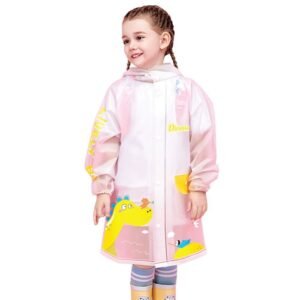 Kr  Yellow Dino print Translucent Raincoat for Kids