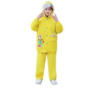 Kr  2 pcs Yellow Soccer Ted,Full Shirt and Full Pants style Raincoat for Kids-XL