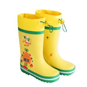 Kr  Mr. Cobotic Waterproof Flexible Rubber Rain Gumboots for Kids Bright Yellow