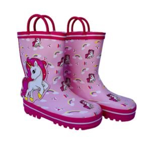 Kr  Ms. Gracy Unicorn, Waterproof Flexible Rubber Rain Gumboots for Kids, Pink