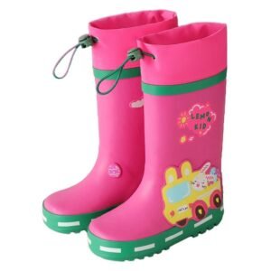 Kr  Ms. Rock & Roll Bunny Flexible Rubber Rain Gumboots for Kids Fuchsia Pink
