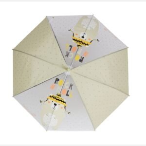 Kr  Olive Green, Translucent Rock and Roll Kelly Jo Teddy print with polka dots, Rain and All-season Umbrella for Kids & Adults