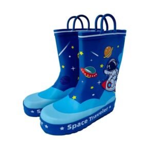 Kr  Space Traveller Waterproof Flexible Rubber Rain Gumboots for Kids, Blue