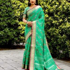 Zari Green Patola Silk Classic Saree For Women