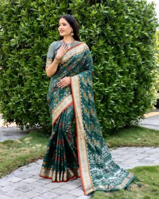 Patola Silk Green Weaving Classic Saree For Women