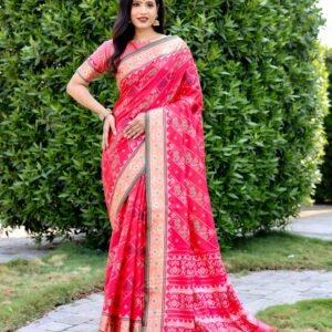 Pink Weaving Patola Silk Contemporary Saree For Women