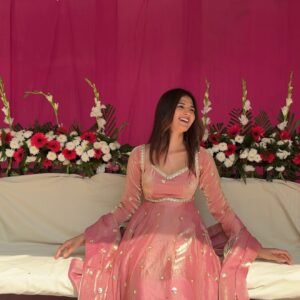 Glamorous Pink Ethnic Embroidered Anarkali Suit for Festive Wear