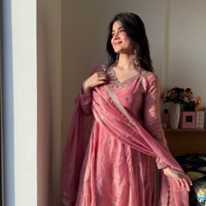 Gunjan Kunwar Pink Ethnic Anarkali Suit Set