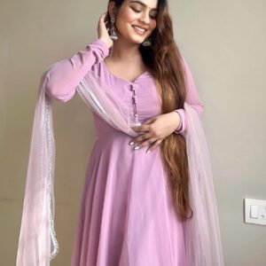 Kanak Mishra In Onion Color Anarkali Three Piece Suit