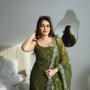 Mehndi Outfit Green Kurta And Sharara Suit with Dupatta For Mehndi Ceremony