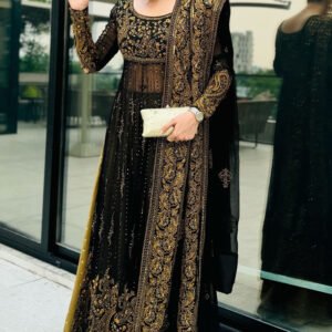 Embroidered Black & Gold Eid Suit Pakistani Salwar Suit Kameez Dress