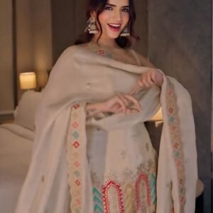 Festive Wear Embroidered Sharara Suit with Dupatta