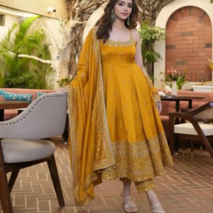 Alveera Premium Quality Mustard Yellow Suit Set