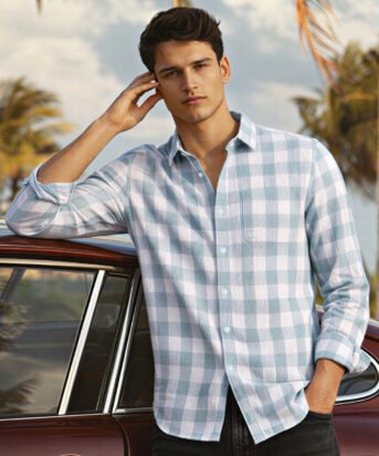 Men's Green Relaxed Fit Checkered Oddinary Shirt