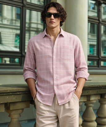 Men's Purple Relaxed Fit Checkered Oddinary Shirt