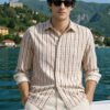 Men's White Regular Fit Striped Casual Shirt