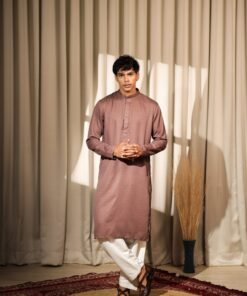 Men's Brown Viscose Embroidery Kurta