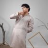 Men's Brownish Grey Viscose Embroidery Kurta