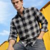 Men's Black Slim Fit Checkered Casual Shirt