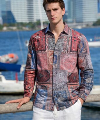 Men's Red Regular Fit Printed Casual Shirt