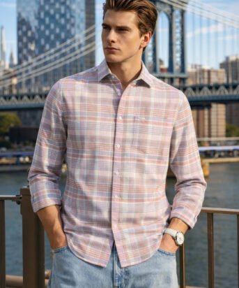 Men's Green Slim Fit Checkered Casual Shirt