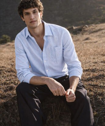 Men's Blue Regular Fit Striped Casual Shirt