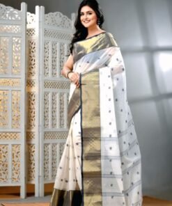 Women's White Cotton Woven Saree
