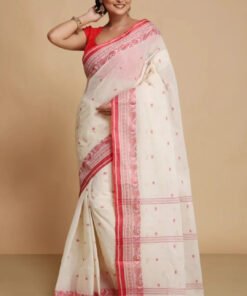 Women's White Cotton Woven Saree