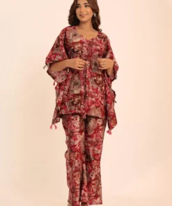 Party Wear Multicolor Floral Printed Western Two Piece Co-ord Set
