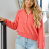 Casey Coral Henley Pullover