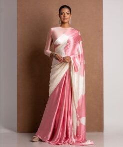 Women's Pink Crepe Floral Saree