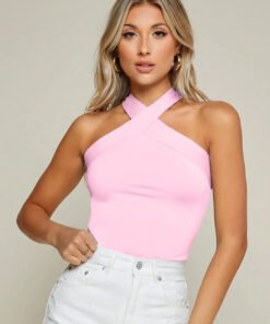 Prism Pink Halter Neck Top for Women