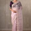 Lavender Organza Saree with Sparkling Cutdana & Elegant Pearl Moti Design